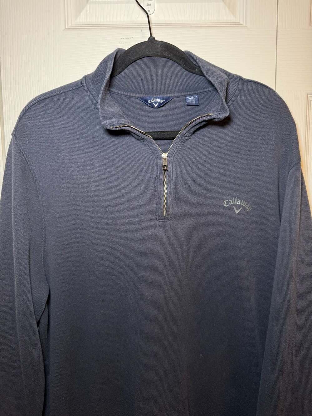 Callaway Mens XL Navy Blue Quarter Zip Long Sleeve Golf Pullover Sweater